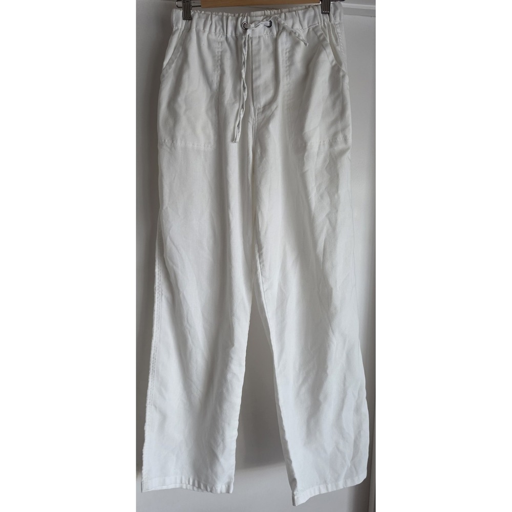 Utcoco Women's Small White Linen Blend Pants - 29 Inseam - Beach Vacation